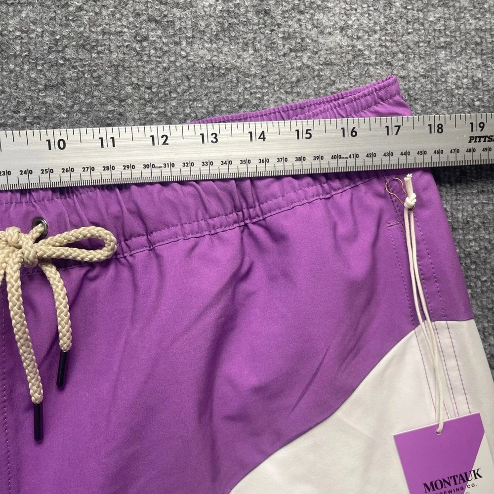 Fair Harbor x Montauk Brewing Co Bayberry Swim Trunks Purple White Mens XL NEW